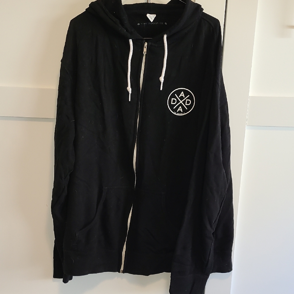 Tiny Trucker Co. Black Zip-Up Hoodie with Logo Mens